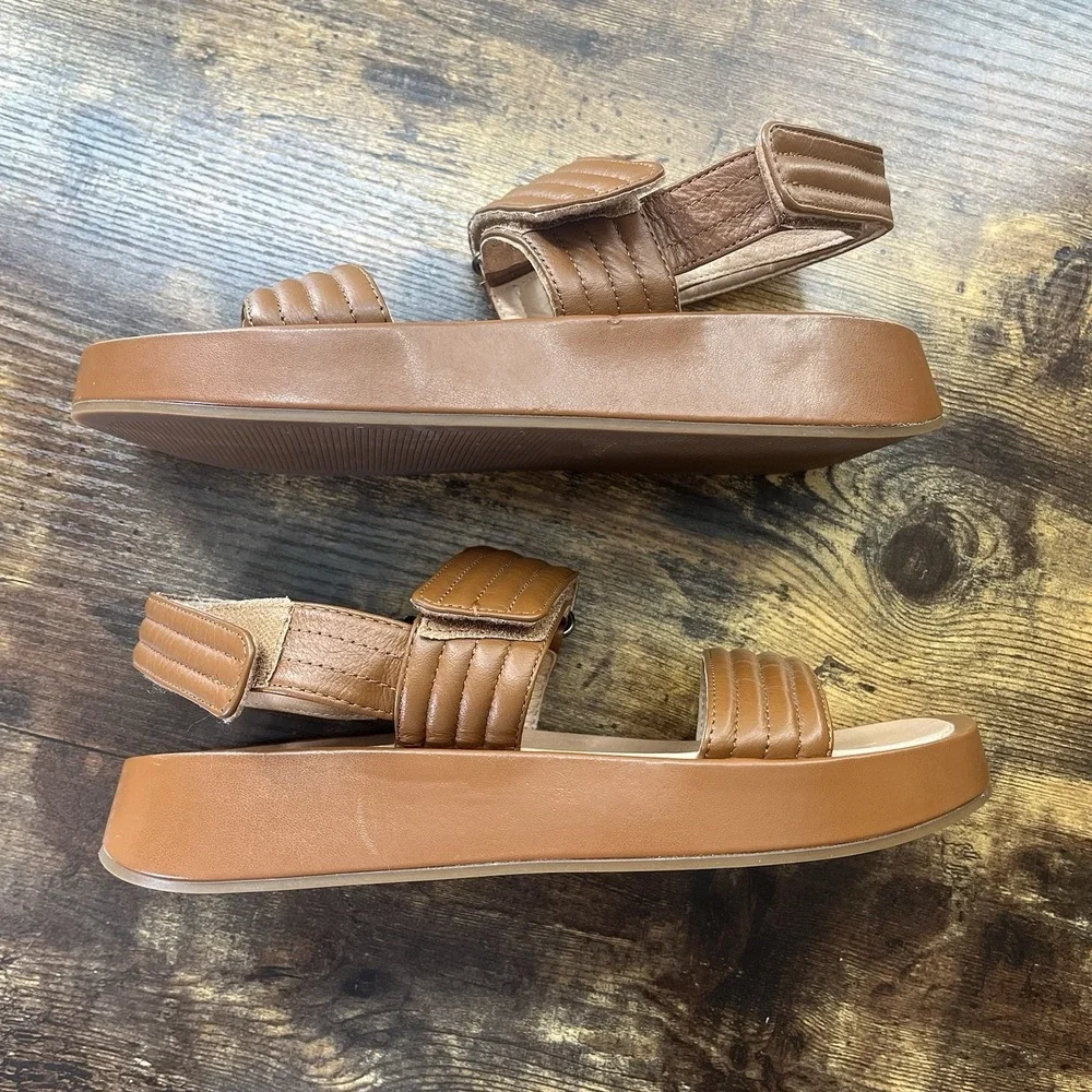 Madewell The Emmalee Sandal English Saddle Tan Leather Platform Puffy Size 8